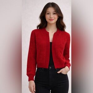 Banana Republic Red Knit Open-Front Cardigan